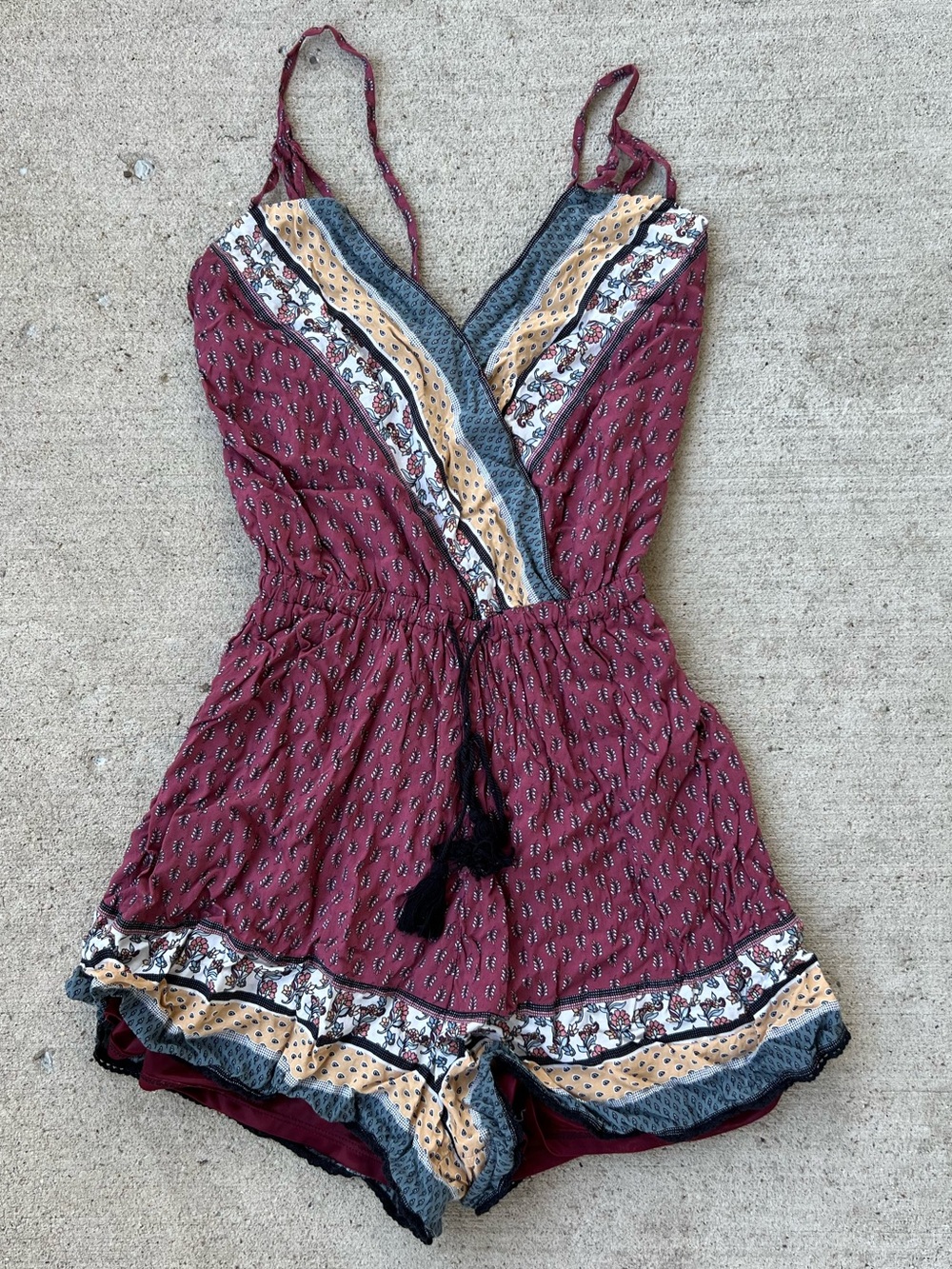 Boho Burgundy One-Piece Romper